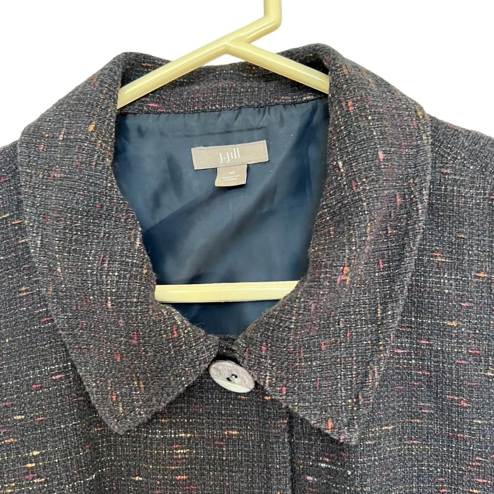 J. Jill Blazer‎ Women’s Medium Jacket Tweed Speckled Button Up 3/4 Sleeves Lined